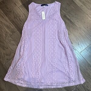 Francescas Blue Rain Lace‎ Dress Lavender Sleeveless V Neck Women's Size M